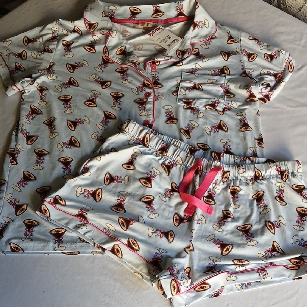 NWT Playful Light Blue Cartoon Print Pajama Set